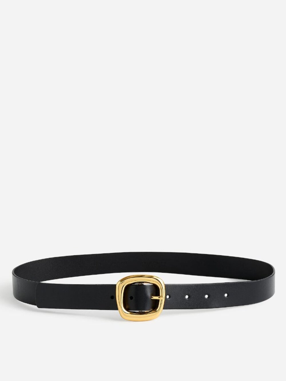 Madewell Sculptural Leather Buckle Belt in Black Medium NWT